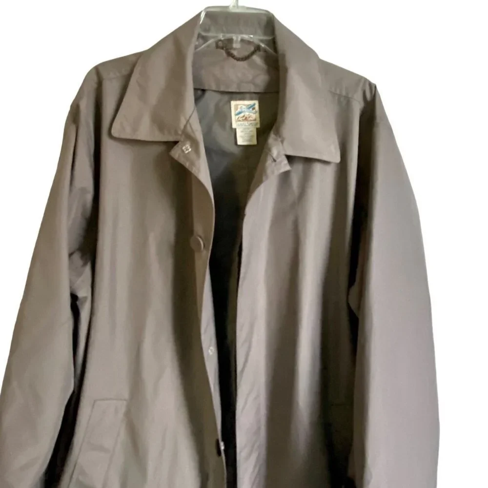TravelSmith Long Gray Raincoat Mens Regular Large